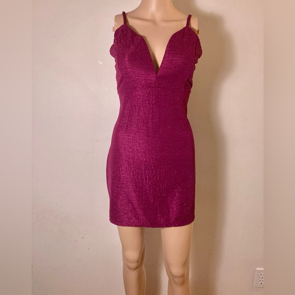 Maroon Glittery Bailey Blue XL Bodycon Formal Prom Dress - Picture 4 of 10
